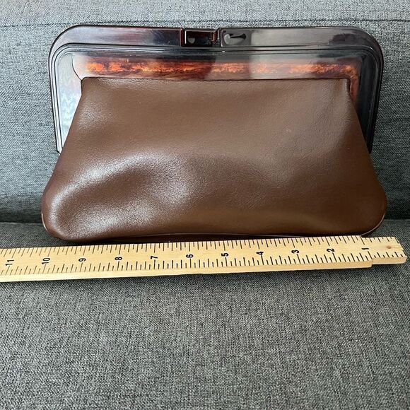 Vintage 1970’s Margolm leather brown tortoise clutch - Picture 2 of 5